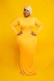 Plus Size Solid Color Long Sleeve Maxi Dress HNIF-OPP056