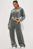 Fashion Rib Splicing Hoodies Two Piece Pants Set YD-8798