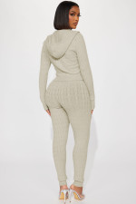 Fashion Zipper Hooded Sweater Two Piece Pants Set YD-010