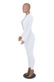 Long Sleeve Zipper Solid Tight Jumpsuit HNIF-3112