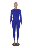 Long Sleeve Zipper Solid Tight Jumpsuit HNIF-3112