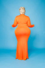 Plus Size Solid Color Long Sleeve Maxi Dress HNIF-OPP056