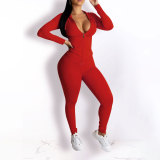 Casual Solid Zipper Hooded Pants Two Piece Set HNIF-9547