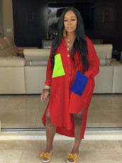 Color Block Long Shirt Dress HNIF-Z011