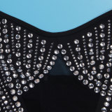 Drilling Velvet Splicing Mesh Sling Mini Dress NY-3128