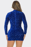 Sequin See-through Mesh Splicing Mini Dress NY-3103