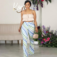 Crushed Flower Casual Flare Pant HNIF-3015
