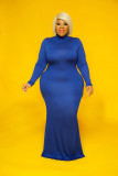 Plus Size Solid Color Long Sleeve Maxi Dress HNIF-OPP056