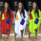 Color Block Long Shirt Dress HNIF-Z011