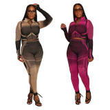 Fashion Stripe Pattern Long Sleeve 2 Piece Set SHD-9633