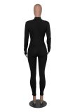 Long Sleeve Zipper Solid Tight Jumpsuit HNIF-3112