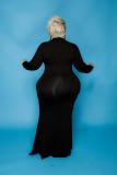 Plus Size Solid Color Long Sleeve Maxi Dress HNIF-OPP056