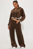 Fashion Rib Splicing Hoodies Two Piece Pants Set YD-8798