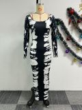 Print Long Sleeve Split Bodycon Dress NY-3136