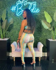Sexy Print Sling Vest And Pants Two Piece Set GYSF-1012