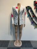 Printed Waist Slim Fit Blazer Top NY-3139