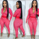 Fashion Print Long Sleeve Zipper Two Piece Pant Set NY-10702