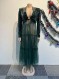 Sequin Mesh Patchwork See Through Tops NY-3138