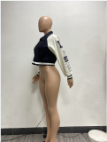 Printed Patchwork Ribbed Baseball Jacket NYF-8136