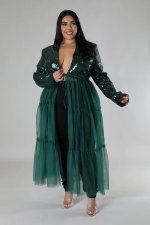 Sequin Mesh Patchwork See Through Tops NY-3138