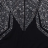 Hot Drill V Neck Long Sleeve Maxi Dress NY-3108