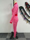 Fashion Print Long Sleeve Zipper Two Piece Pant Set NY-10702