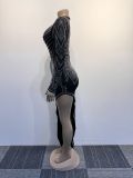 Sexy Hot Drill V Neck Split Maxi Dress NY-3109