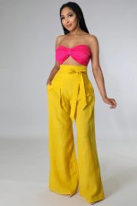 Casual Fashion High Waist Tie Wide Leg Pants LSL-0017