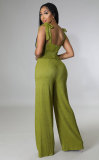 Sleeveless Tie Up Solid Color Jumpsuit XHXF-8669