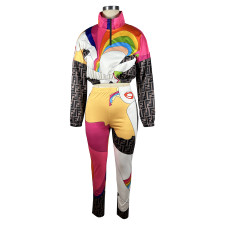 Print Long Sleeve Pants Two Piece Set TE-4610