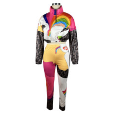 Print Long Sleeve Pants Two Piece Set TE-4610