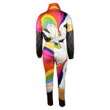 Print Long Sleeve Pants Two Piece Set TE-4610