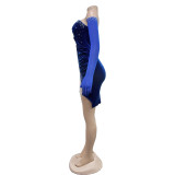 Solid Color Velvet Sexy Pleated Mini Dress BY-6803