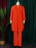Solid Color Irregular Tops And Wide Leg Pant 2 Piece Set GMLF-D3260