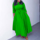 Plus Size Fashion Tie Up Big Swing Solid Maxi Dress GMLF-D3171