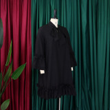 Loose Casual Ruffle Sleeve Tie Solid Midi Dress GMLF-D3248