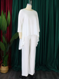 Solid Color Irregular Tops And Wide Leg Pant 2 Piece Set GMLF-D3260