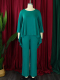 Solid Color Irregular Tops And Wide Leg Pant 2 Piece Set GMLF-D3260
