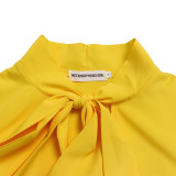 Loose Casual Ruffle Sleeve Tie Solid Midi Dress GMLF-D3248