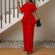 Solid Tie Up Tops And Wide Leg Pants 2 Piece Set GMLF-D3206