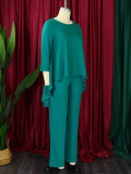 Solid Color Irregular Tops And Wide Leg Pant 2 Piece Set GMLF-D3260