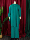 Solid Color Irregular Tops And Wide Leg Pant 2 Piece Set GMLF-D3260
