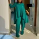 Solid Color Irregular Tops And Wide Leg Pant 2 Piece Set GMLF-D3260
