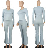 Fashion Solid Color Long Sleeve Two Piece Pants Set YD-012-D2