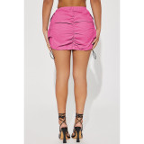 Sexy Solid Color Drawstring Pleated Skirt YD-005