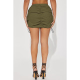 Sexy Solid Color Drawstring Pleated Skirt YD-005