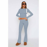 Fashion Solid Color Long Sleeve Two Piece Pants Set YD-012-D2