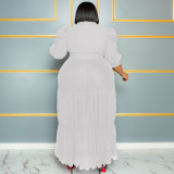 Plus Size See-through Mesh Patchwork Half Sleeve Cake Dress QYXZ-9104