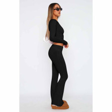 Fashion Solid Color Long Sleeve Two Piece Pants Set YD-012-D2