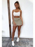 Sexy Solid Color Drawstring Pleated Skirt YD-005